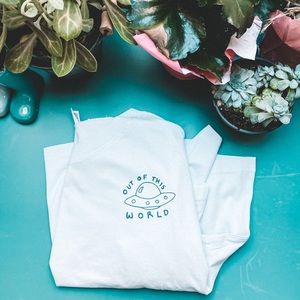 out of the world light blue top